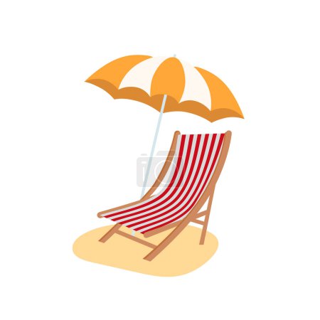 Illustration for Beach umbrella and beach chair isolated - Royalty Free Image