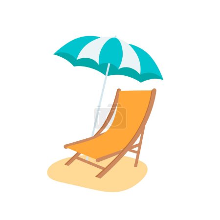 Illustration for Beach umbrella and beach chair isolated - Royalty Free Image
