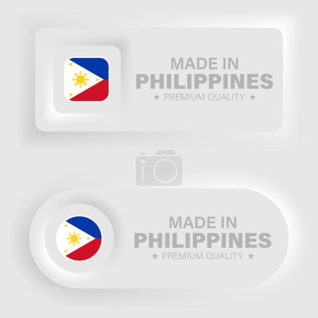Illustration for Made in Philippines neumorphic graphic and label. Element of impact for the use you want to make of it. - Royalty Free Image