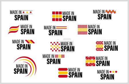 Téléchargez les illustrations : Fabriqué en Espagne ensemble graphique et étiquette. Élément d'impact pour l'utilisation que vous voulez en faire. - en licence libre de droit