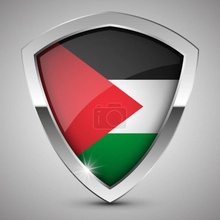 Téléchargez les illustrations : Bouclier patriotique aux couleurs du drapeau palestinien. Élément parfait pour chaque utilisation. - en licence libre de droit