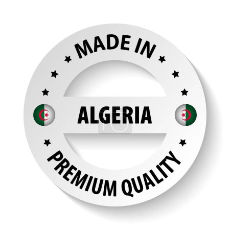 Hergestellt in Algerien Grafik und Etikett. Element der Wirkung für den Gebrauch, den Sie daraus machen möchten.
