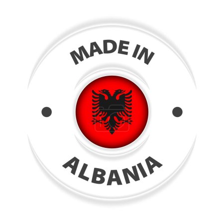 Fabriqué en Albanie graphique et étiquette. Élément d'impact pour l'utilisation que vous voulez en faire.