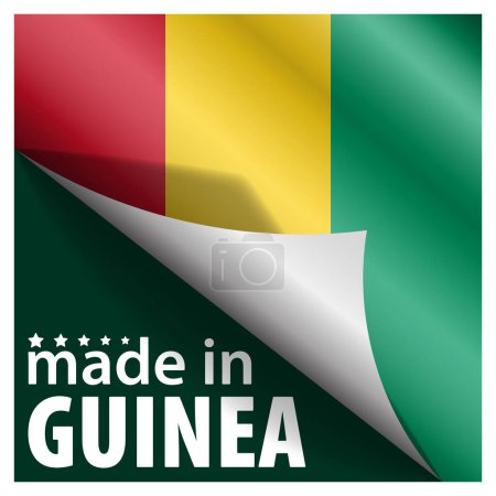 Téléchargez les illustrations : Fabriqué en Guinée graphique et étiquette. Élément d'impact pour l'utilisation que vous voulez en faire. - en licence libre de droit