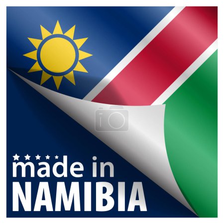 Fabricado en Namibia gráfico y etiqueta. Elemento de impacto para el uso que desea hacer de él.