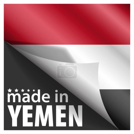 Fabricado en Yemen gráfico y etiqueta. Elemento de impacto para el uso que desea hacer de él.