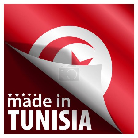Hergestellt in Tunesien Grafik und Etikett. Element der Wirkung für den Gebrauch, den Sie daraus machen möchten.