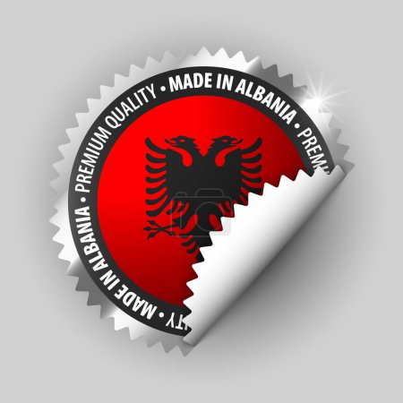 Hergestellt in Albanien Grafik und Etikett. Element der Wirkung für den Gebrauch, den Sie daraus machen möchten.