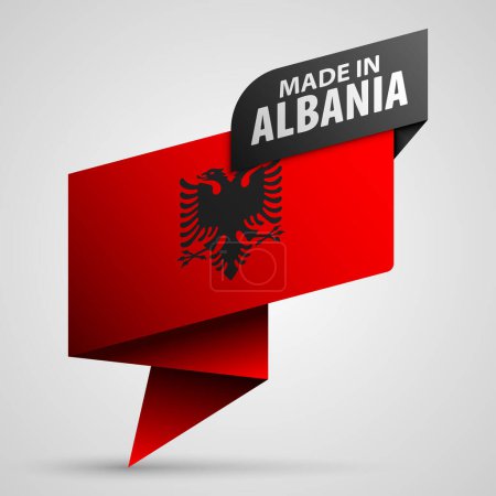 Hergestellt in Albanien Grafik und Etikett. Element der Wirkung für den Gebrauch, den Sie daraus machen möchten.