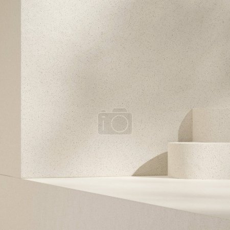 Photo for Empty scene natural ceramic texture podium in square ceramic textured minimal scene rendering 3d - Royalty Free Image