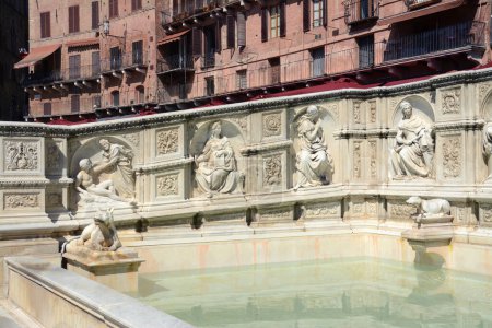 Photo for Fonte Gaia is a monumental fountain of Siena, located in Piazza del Campo. It was inaugurated in 1346. - Royalty Free Image