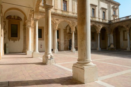 Foto de The Jesuit college in Mazara  with the cloister and the church of Sant'Ignazio is an important complex located in Piazza Plebiscito in the historic center of the city - Imagen libre de derechos