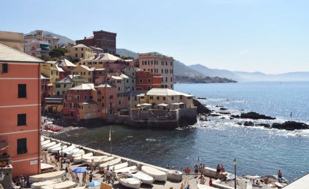 Photo for Boccadasse is a picturesque seaside village in the heart of Genoa. From the terrace of the Church of Sant'Antonio you can admire the view of the sea and the village. - Royalty Free Image