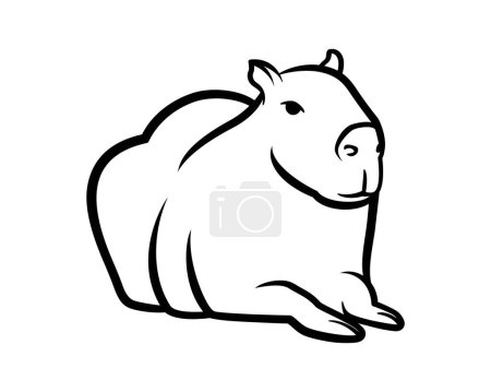Capybara Loaf Pose or Relax Pose Illustration visualized with Silhouette Style