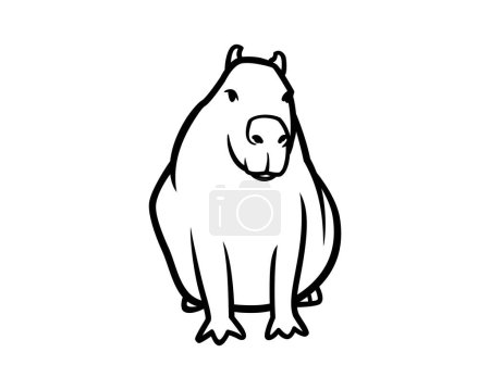 Capybara Sits Upright Front View Illustration visualized with Silhouette Style