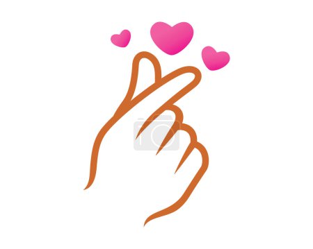 Korean Love Hand Sign Front View Illustration