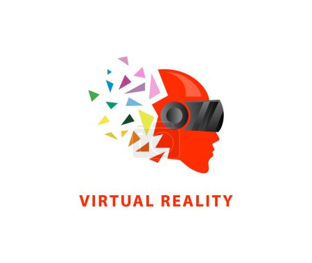 Téléchargez les illustrations : VR Logo design Casque de réalité virtuelle polygonal Illustration 3D - en licence libre de droit