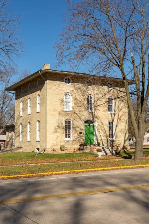 Photo for Milton, Wisconsin, USA - November 7th 2022 - The italianate style Ezra and Elizabeth Goodrich House in the late fall afternoon sun. - Royalty Free Image