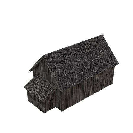 Photo for Illustration of an old peasant barn for collages or clip art, isolated on white background. 3D render-illustration. - Royalty Free Image