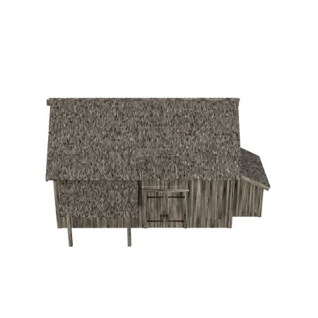 Photo for Illustration of an old peasant barn for collages or clip art, isolated on white background. 3D render-illustration. - Royalty Free Image