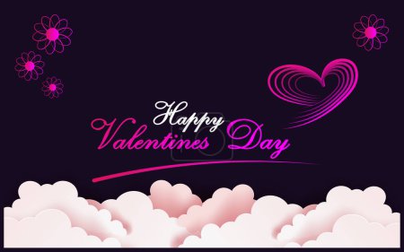 Téléchargez les photos : Valentines day card design with cloud ornaments - en image libre de droit