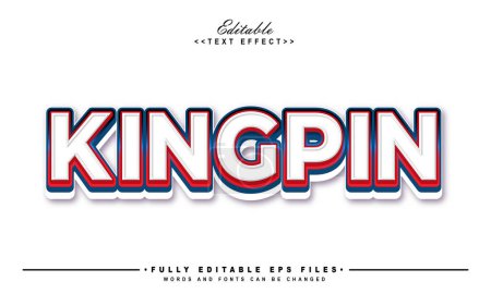 Illustration for White kingpin editable text effect - Royalty Free Image