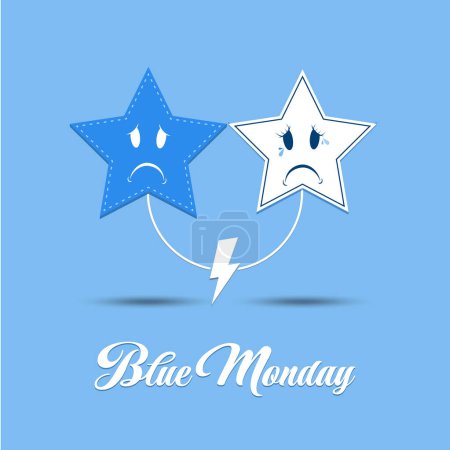 Téléchargez les photos : Mignon triste étoiles bleu lundi design - en image libre de droit