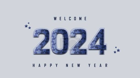 Téléchargez les photos : Blanc et bleu heureux nouvelle année 2024 design - en image libre de droit