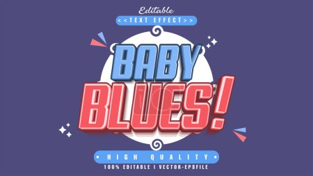 Illustration for Editable baby blues text effect.typhography logo - Royalty Free Image
