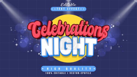 Illustration for Editable celebrations night text effect - Royalty Free Image