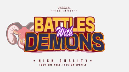 Illustration for Editable battles with demons  text effect - Royalty Free Image