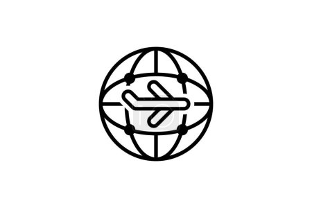 Illustration for Black white globe airplane travel logo - Royalty Free Image