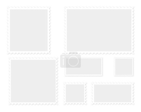 Téléchargez les photos : Série de timbres-poste avec ombres réalistes isolés sur fond blanc. - en image libre de droit