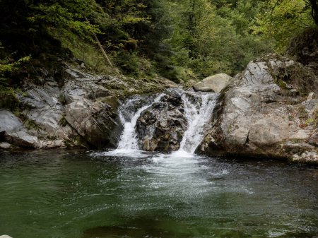 Téléchargez les photos : Belle cascade dans la gorge Cheile Galbenului, Baia de Fier, Gorj, Roumanie - en image libre de droit