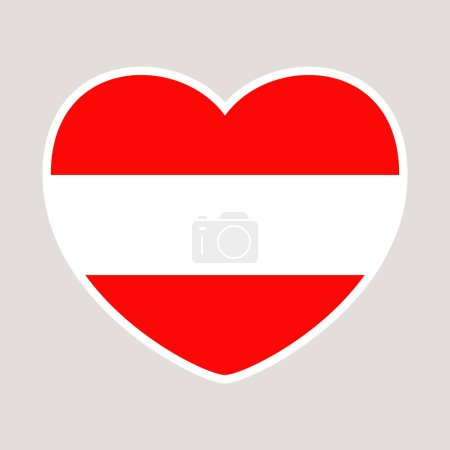 austria heart flag. vector illustration national flag isolated on light background.