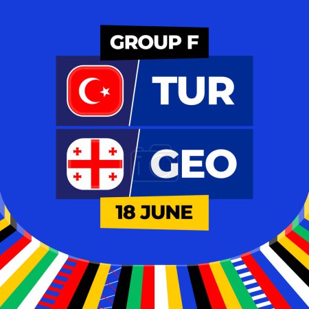 Turkey vs Georgia football 2024 match versus. 2024 group stage championship match versus teams intro sport background, championship competition.