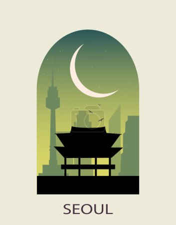 Illustration for Illustration of Seoul city silhouettes - Royalty Free Image