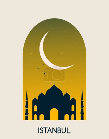 Illustration for Composition of Istanbul city silhouette - Royalty Free Image