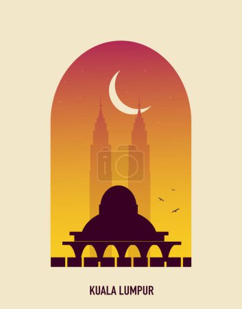 Illustration for Composition of Kuala lumpur city silhouette. Vector illustration - Royalty Free Image