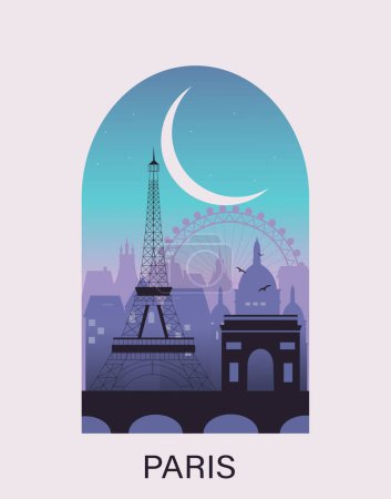 Illustration for Illustration of Paris city silhouettes . Vector illustration - Royalty Free Image
