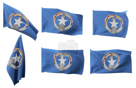 Large pictures of six different positions of the flag of Mariana Islands