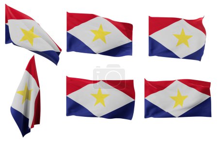 Grandes photos de six positions différentes du drapeau de Saba