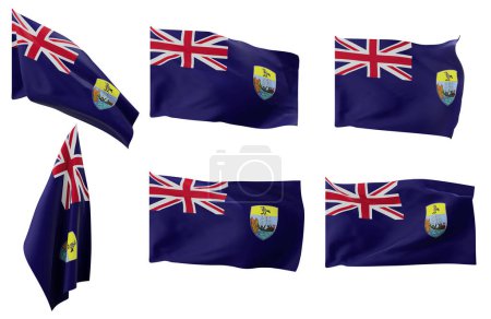 Große Bilder von sechs verschiedenen Positionen der Flagge von St. Helena