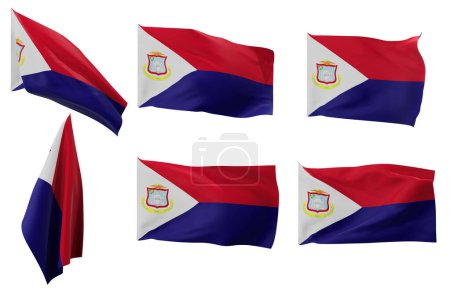 Photo for Large pictures of six different positions of the flag of Saint Martin - Royalty Free Image