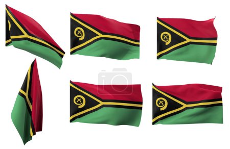 Foto de Grandes fotos de seis posiciones diferentes de la bandera de Vanuatu - Imagen libre de derechos