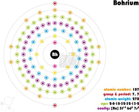 Illustration for Large and colorful infographic on the element of Bohrium - Royalty Free Image