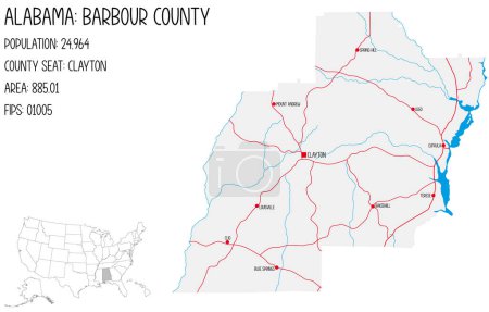 Ilustración de Mapa grande y detallado de Barbour en Alabama, Estados Unidos
. - Imagen libre de derechos