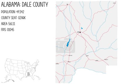 Ilustración de Mapa grande y detallado del condado de Dale en Alabama, Estados Unidos
. - Imagen libre de derechos