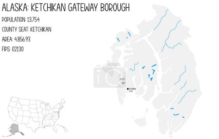 Illustration for Large and detailed map of Ketchikan Gateway Borough in Alaska, USA. - Royalty Free Image