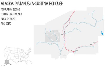 Téléchargez les illustrations : Carte grande et détaillée de l'arrondissement de Matanuska-Susitna en Alaska, États-Unis d'Amérique
. - en licence libre de droit